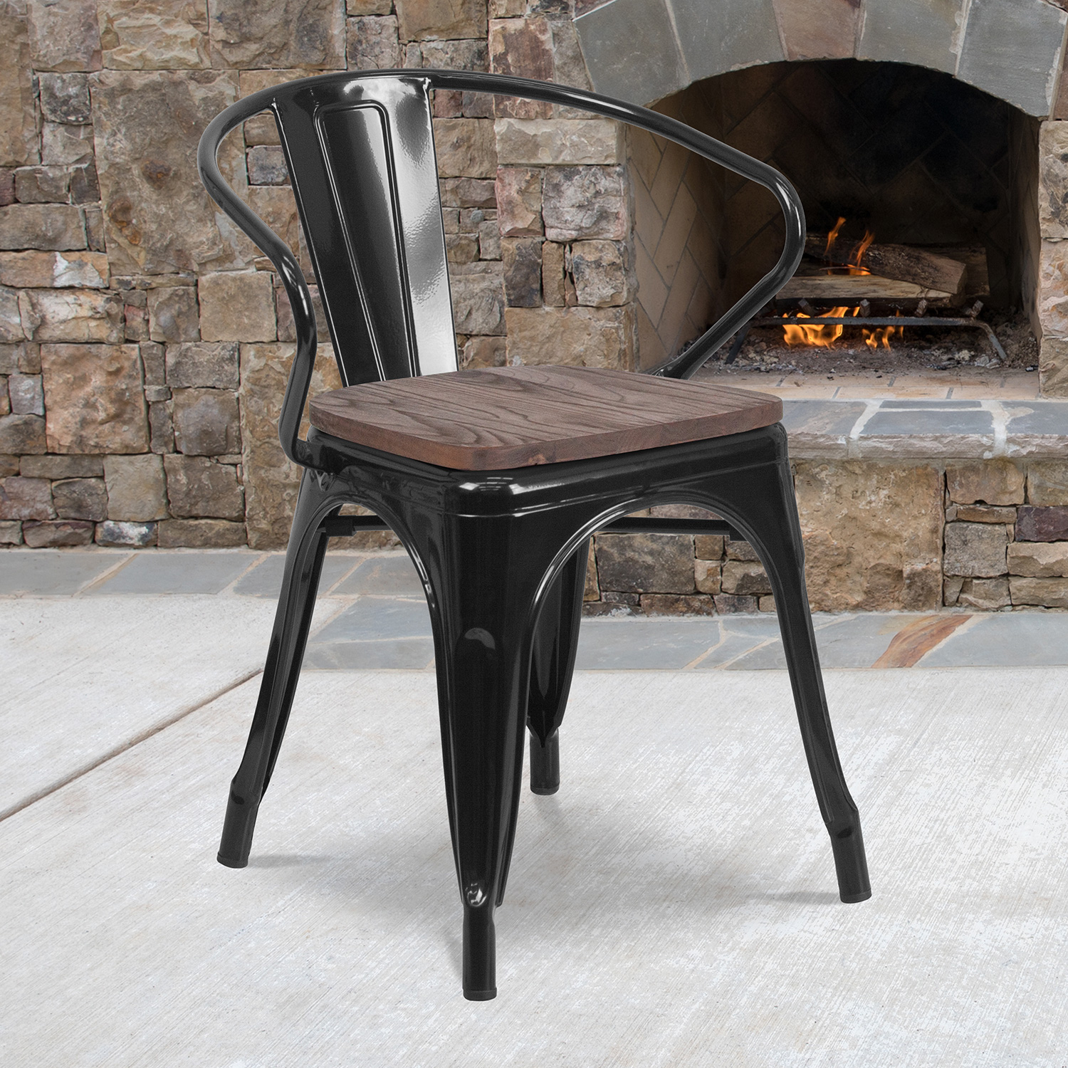 BLNK - Luna Metal Chair with Wood Seat and Arms