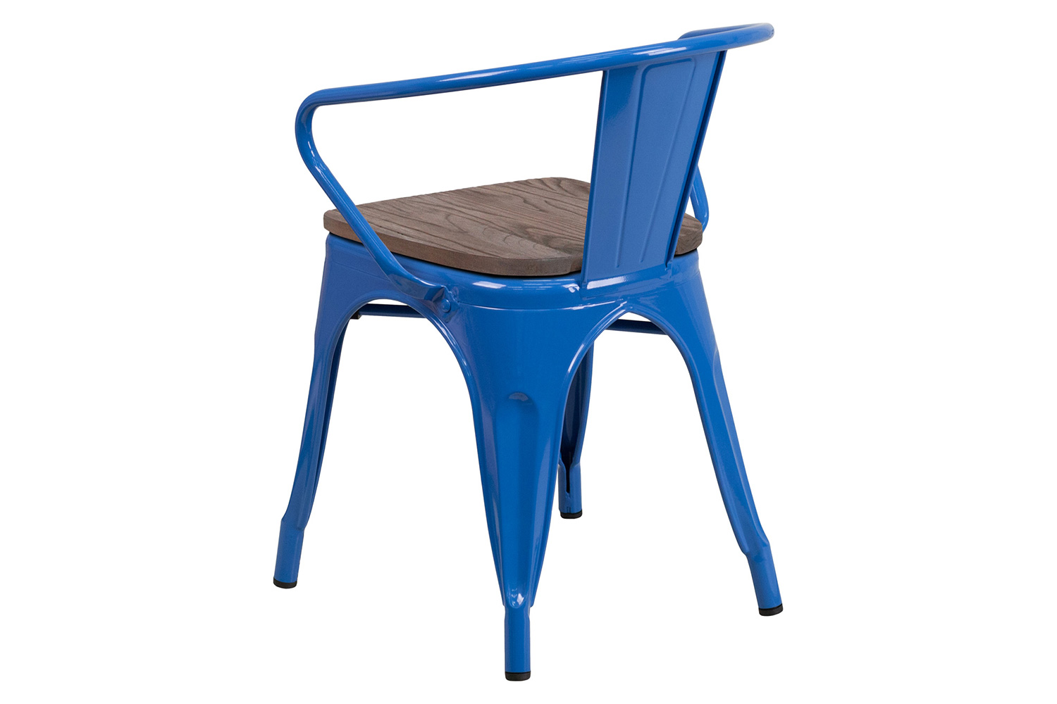 BLNK Luna Metal Chair with Wood Seat and Arms - Blue