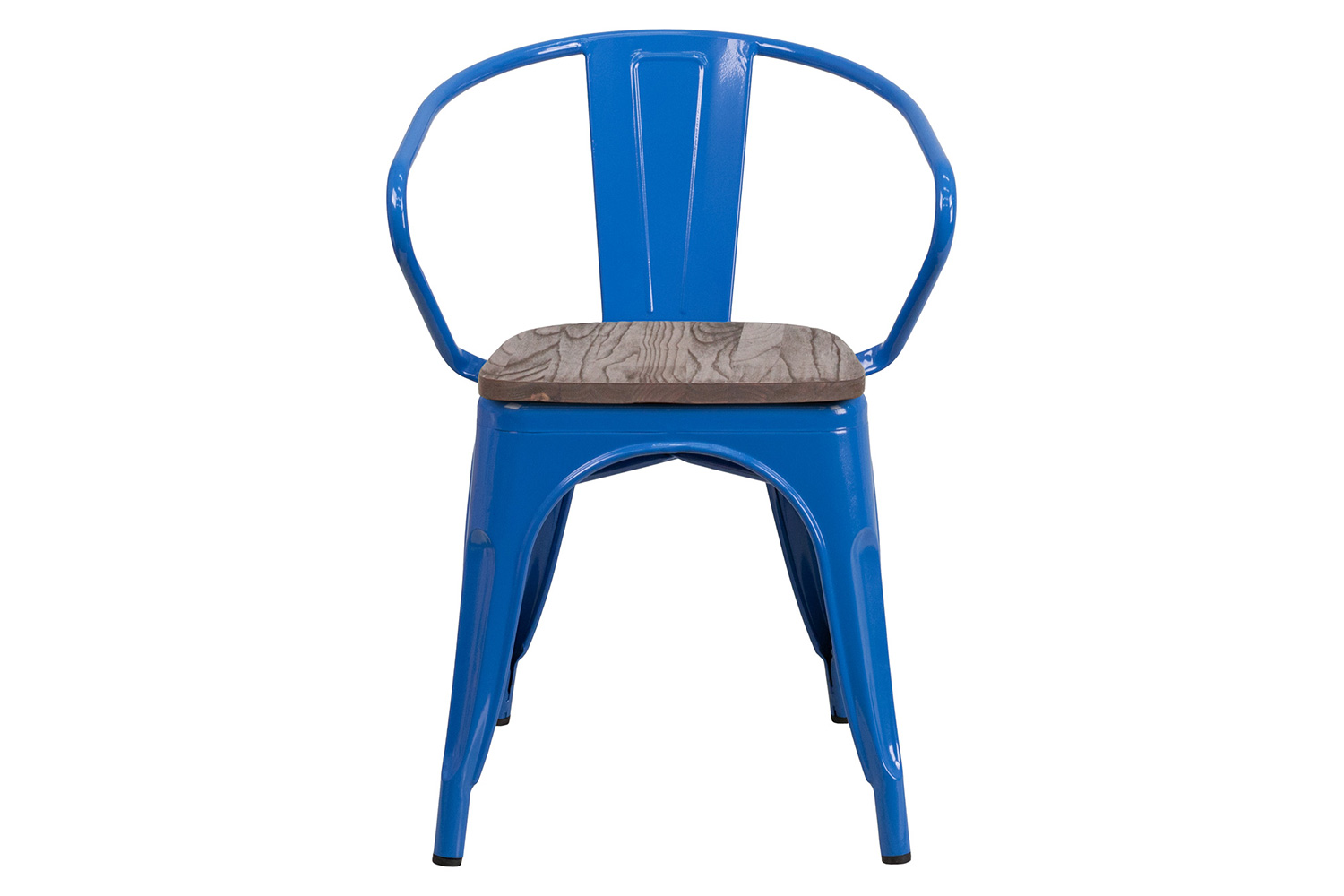 BLNK Luna Metal Chair with Wood Seat and Arms - Blue