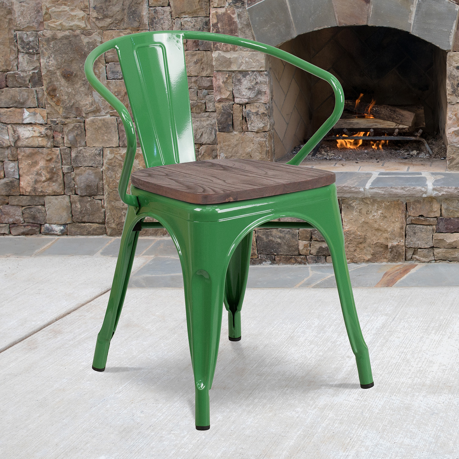 BLNK - Luna Metal Chair with Wood Seat and Arms