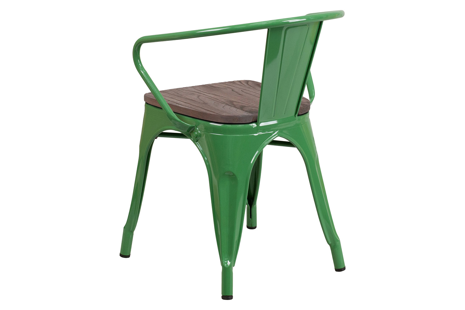 BLNK Luna Metal Chair with Wood Seat and Arms - Green