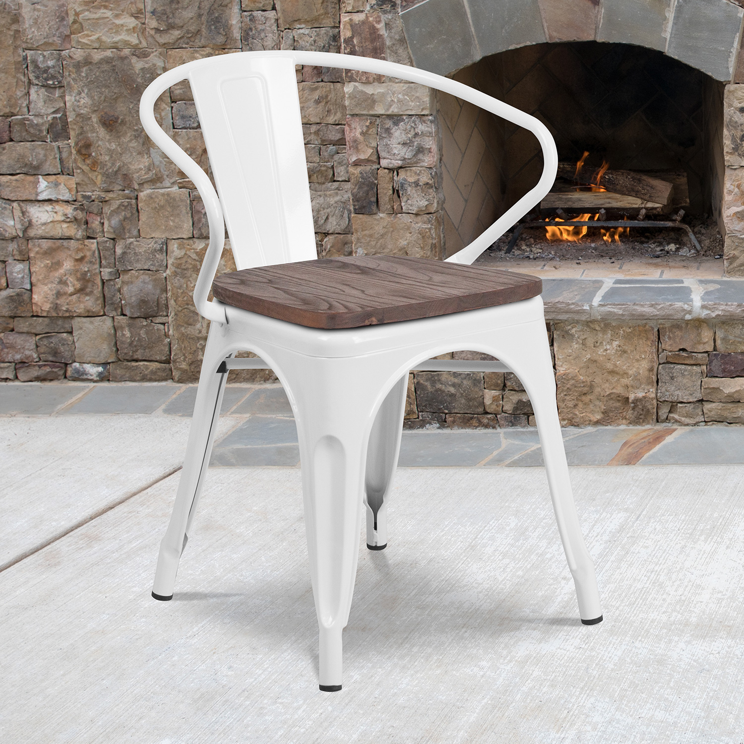 BLNK - Luna Metal Chair with Wood Seat and Arms