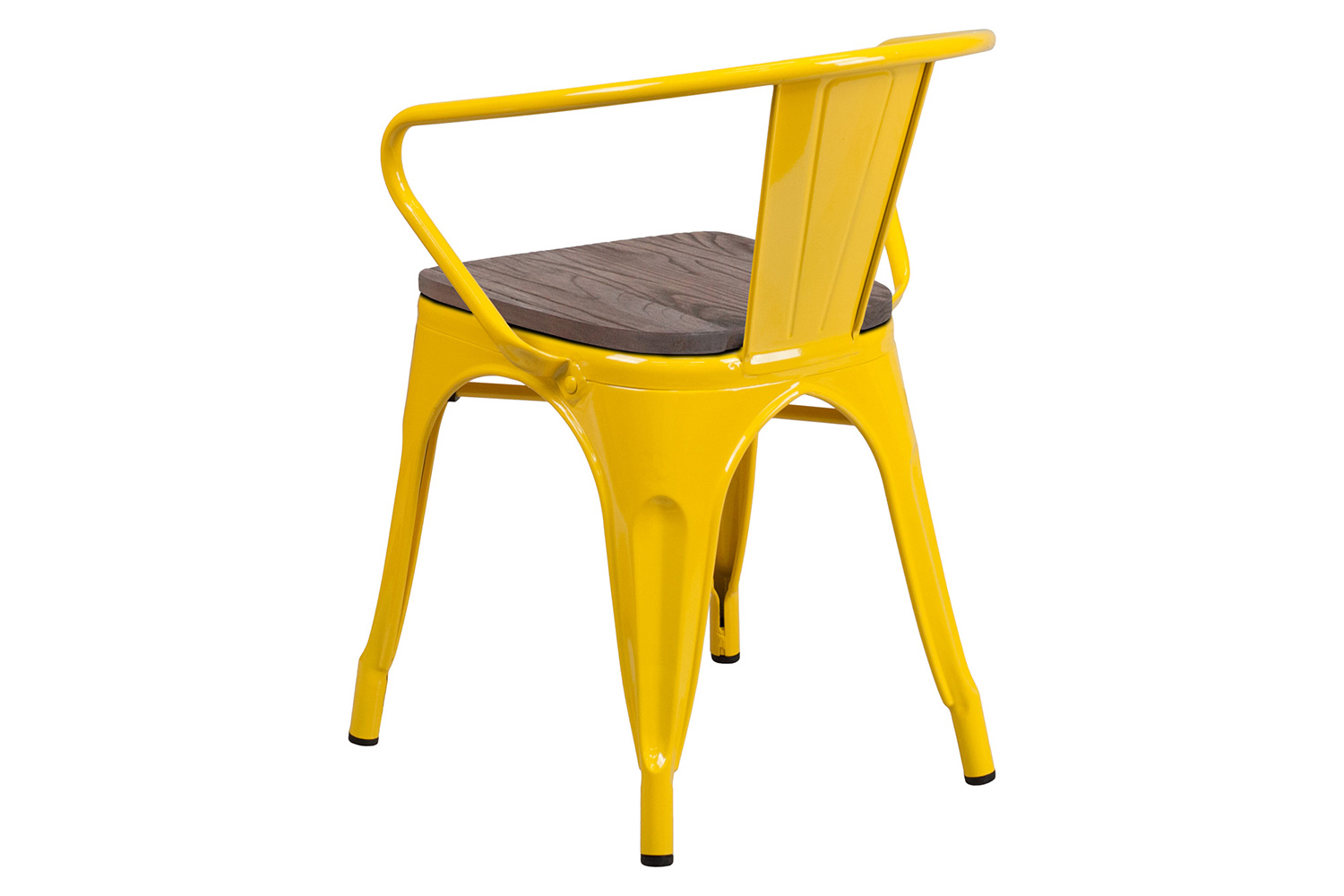 BLNK Luna Metal Chair with Wood Seat and Arms - Yellow