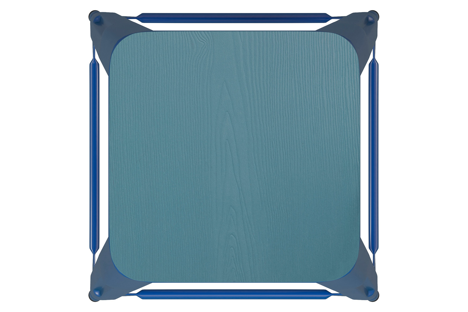 BLNK Kai Commercial Metal Backless Indoor-Outdoor Counter Height Stool with Poly Resin Wood Seat - Blue/Teal Blue