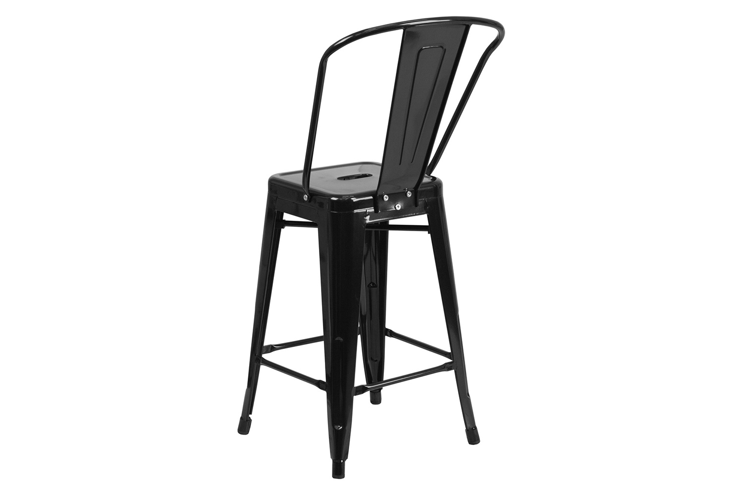 BLNK Kai Commercial Metal Indoor-Outdoor Counter Height Stool with Removable Back - Black