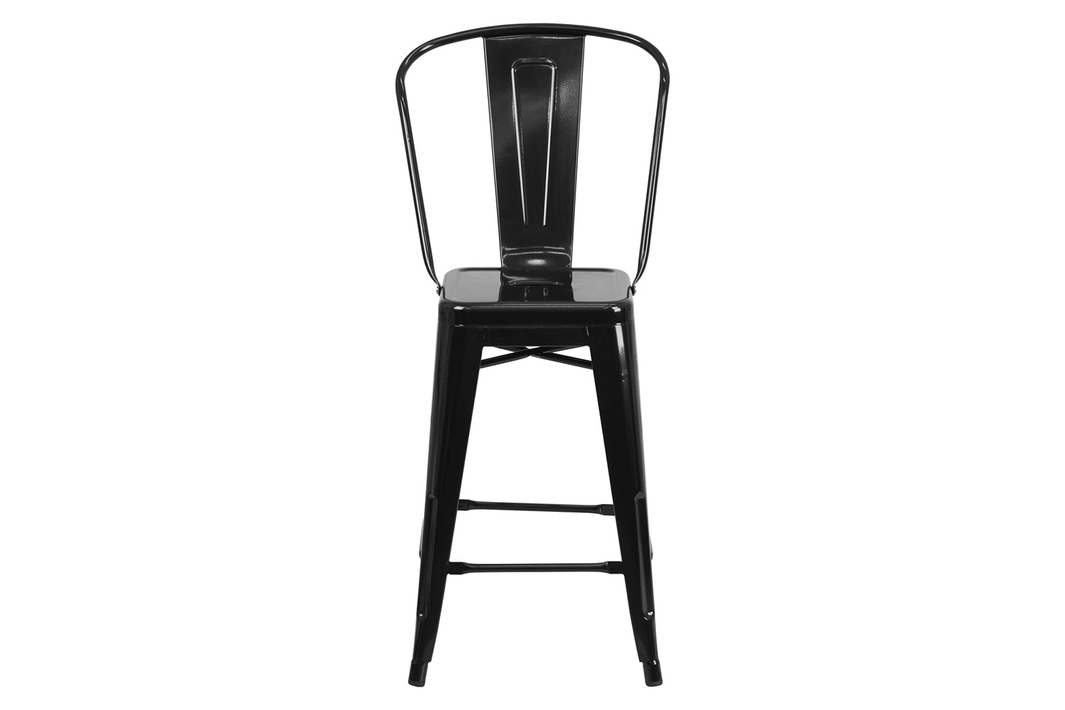 BLNK Kai Commercial Metal Indoor-Outdoor Counter Height Stool with Removable Back - Black