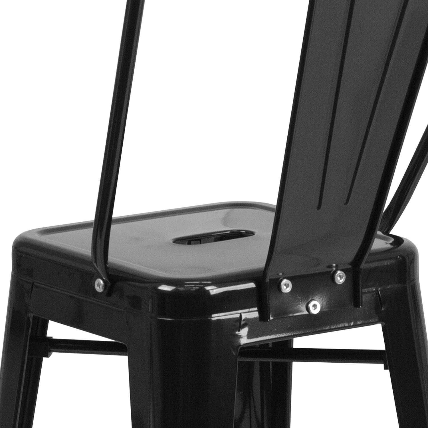 BLNK Kai Commercial Metal Indoor-Outdoor Counter Height Stool with Removable Back - Black