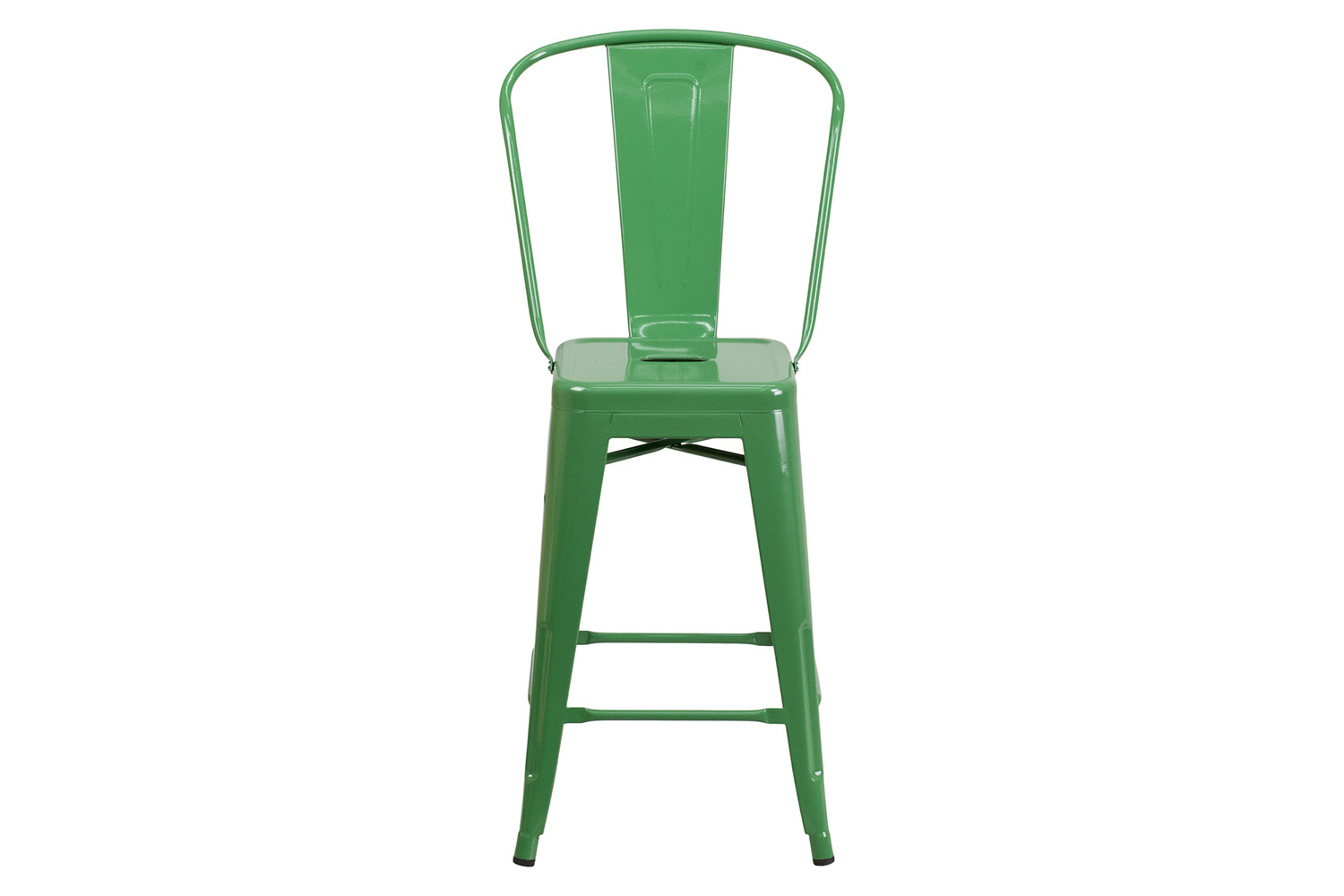 BLNK Kai Commercial Metal Indoor-Outdoor Counter Height Stool with Removable Back - Green