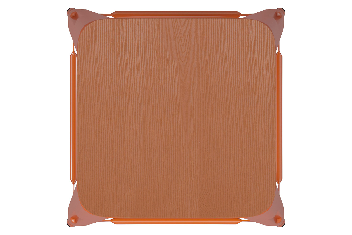 BLNK Kai Commercial Metal Backless Indoor-Outdoor Bar Stool with Poly Resin Wood Seat - Orange/Teak