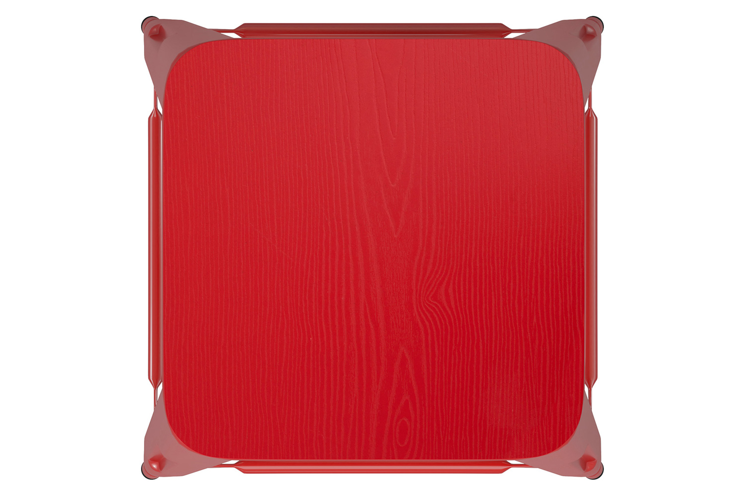 BLNK Kai Commercial Metal Backless Indoor-Outdoor Bar Stool with Poly Resin Wood Seat - Red