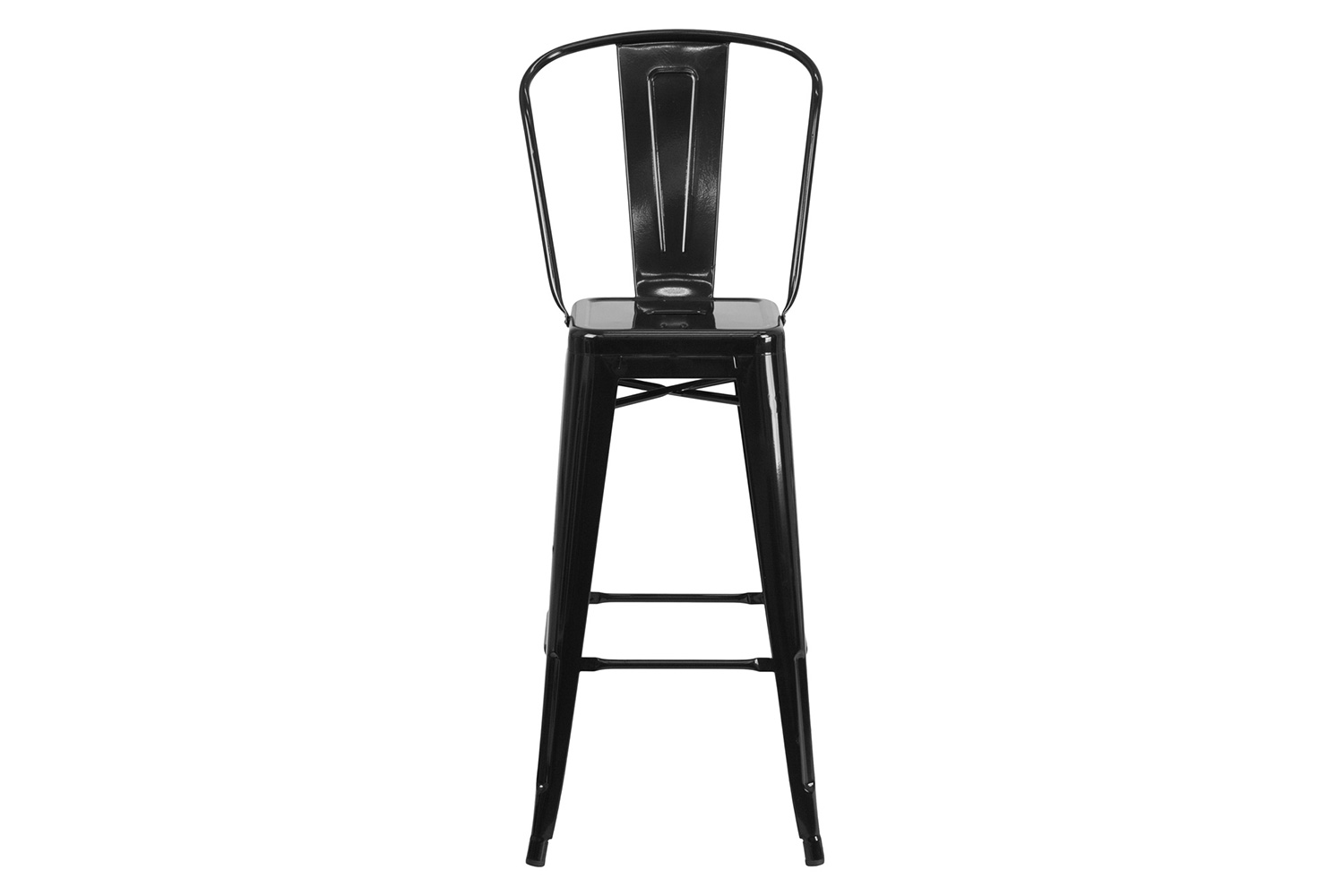 BLNK Kai Commercial Metal Indoor-Outdoor Bar Stool with Removable Back - Black