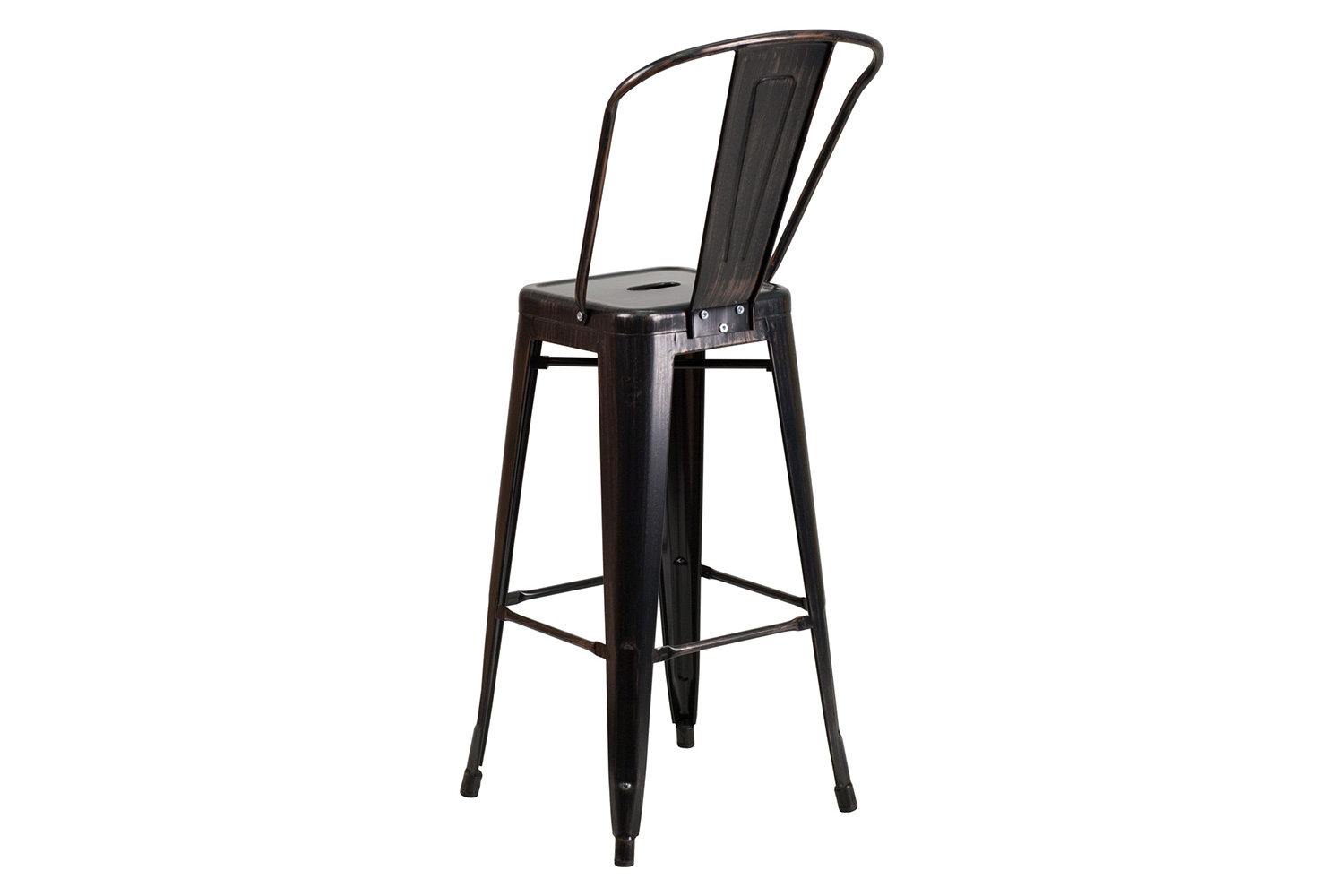 BLNK Kai Commercial Metal Indoor-Outdoor Bar Stool with Removable Back - Black/Antique Gold