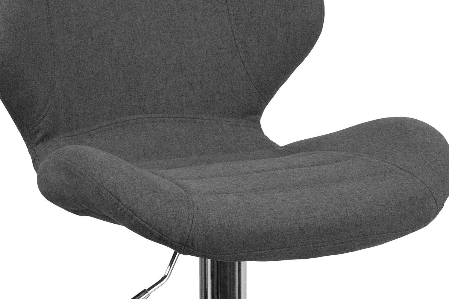 BLNK Francis Fabric Adjustable Height Bar Stool with Curved Back and Chrome Base - Charcoal