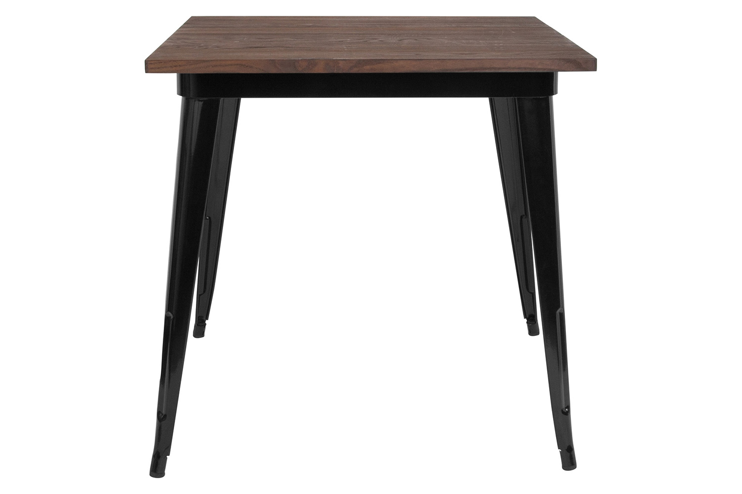 BLNK Toby Square Metal Indoor Table with Walnut Rustic Wood Top - Black