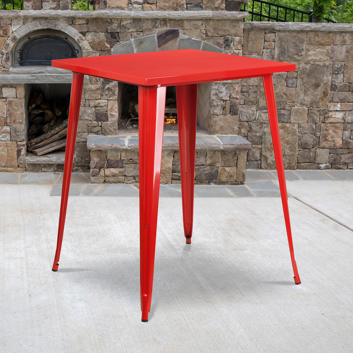 BLNK - Nolan Commercial Square Metal Indoor-Outdoor Bar Height Table