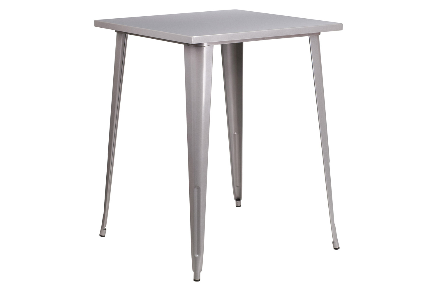 BLNK Nolan Commercial Square Metal Indoor-Outdoor Bar Height Table - Silver