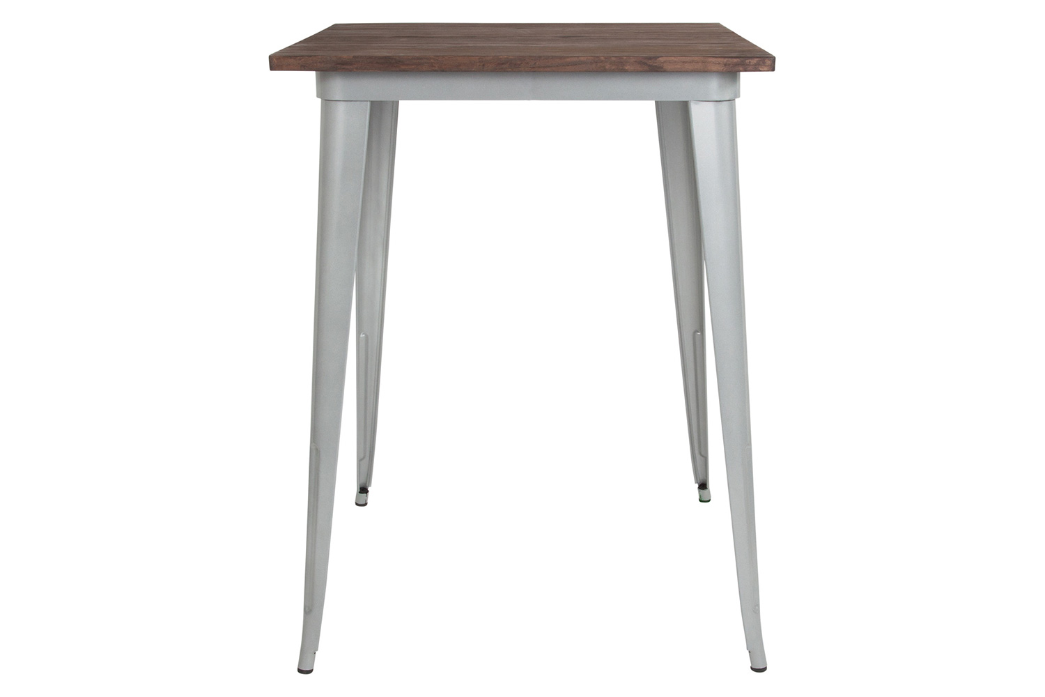 BLNK Nolan Square Metal Indoor Bar Height Table with Walnut Rustic Wood Top - Silver