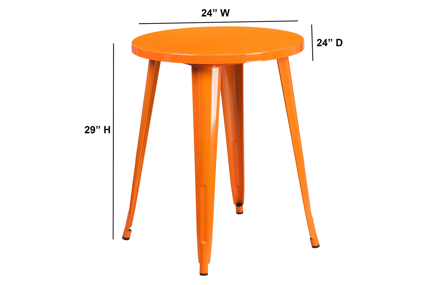 BLNK Webb Commercial Round Metal Indoor-Outdoor Table - Orange