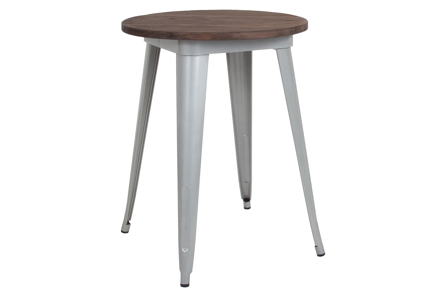 BLNK - Webb Round Metal Indoor Table with Walnut Rustic Wood Top