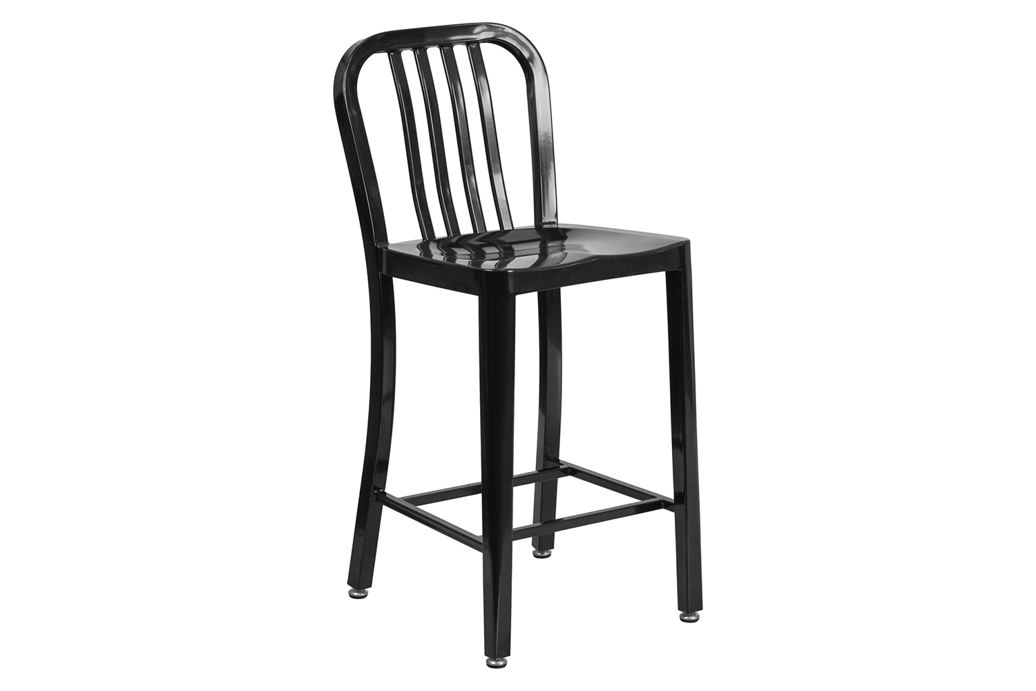 BLNK - Gael Commercial Metal Indoor-Outdoor Counter Height Stool with Vertical Slat Back