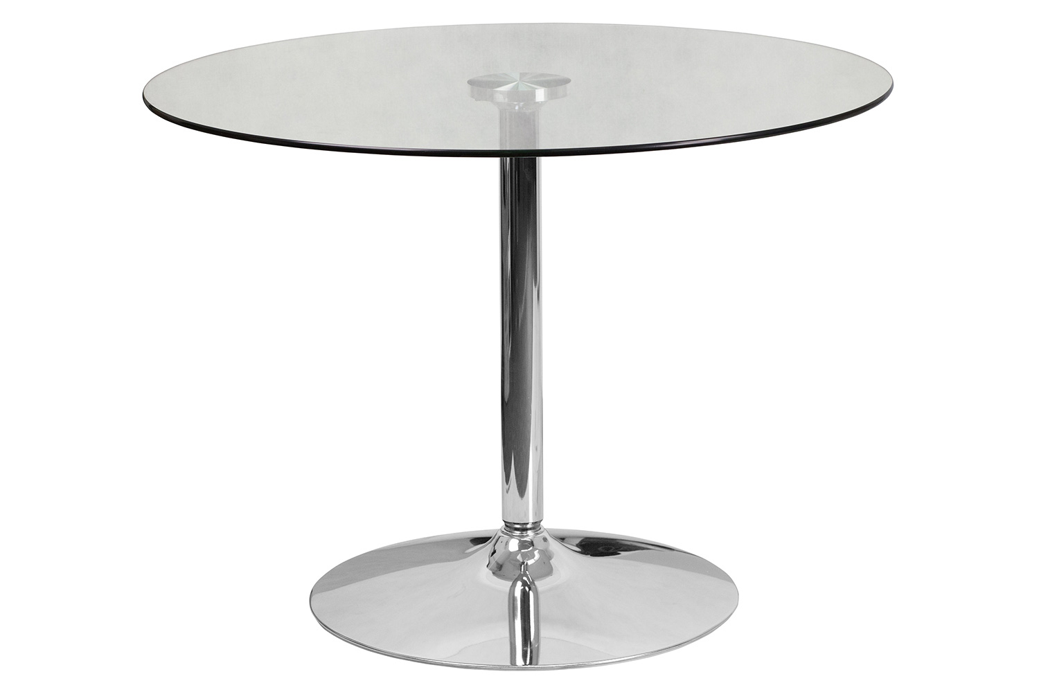BLNK Hills Round Glass Table with Chrome Base - 39.25"D x 29"H