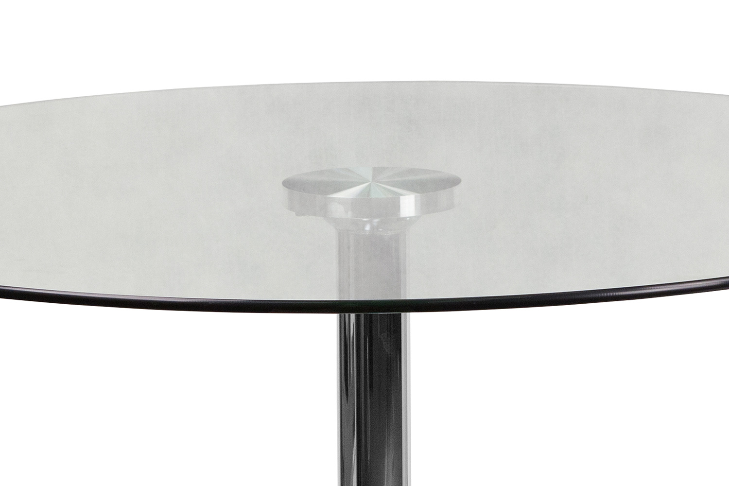 BLNK Hills Round Glass Table with Chrome Base - 39.25"D x 29"H