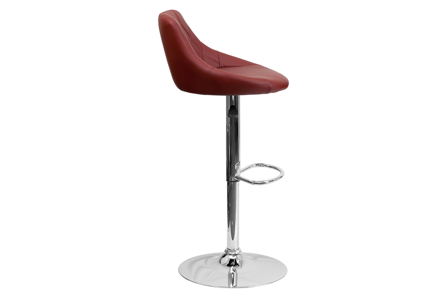 BLNK Dale Contemporary Vinyl Bucket Seat Adjustable Height Bar Stool with Diamond Pattern Back and Chrome Base - Burgundy