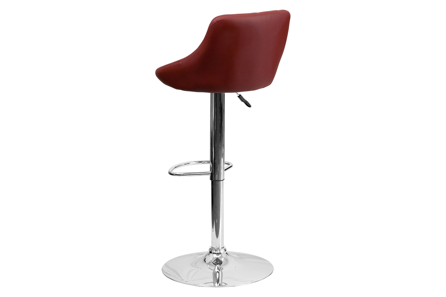 BLNK Dale Contemporary Vinyl Bucket Seat Adjustable Height Bar Stool with Diamond Pattern Back and Chrome Base - Burgundy