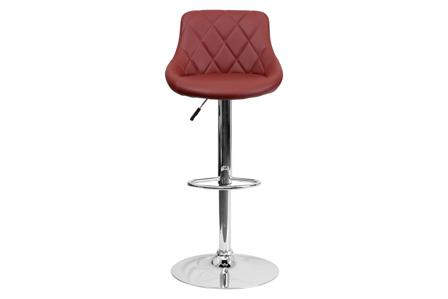 BLNK Dale Contemporary Vinyl Bucket Seat Adjustable Height Bar Stool with Diamond Pattern Back and Chrome Base - Burgundy