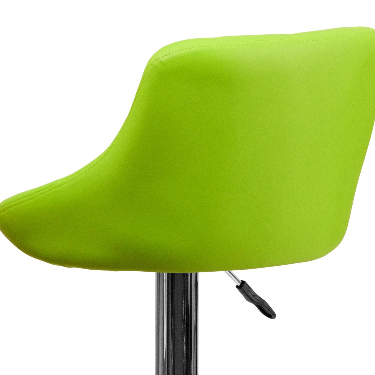 BLNK Dale Contemporary Vinyl Bucket Seat Adjustable Height Bar Stool with Diamond Pattern Back and Chrome Base - Green
