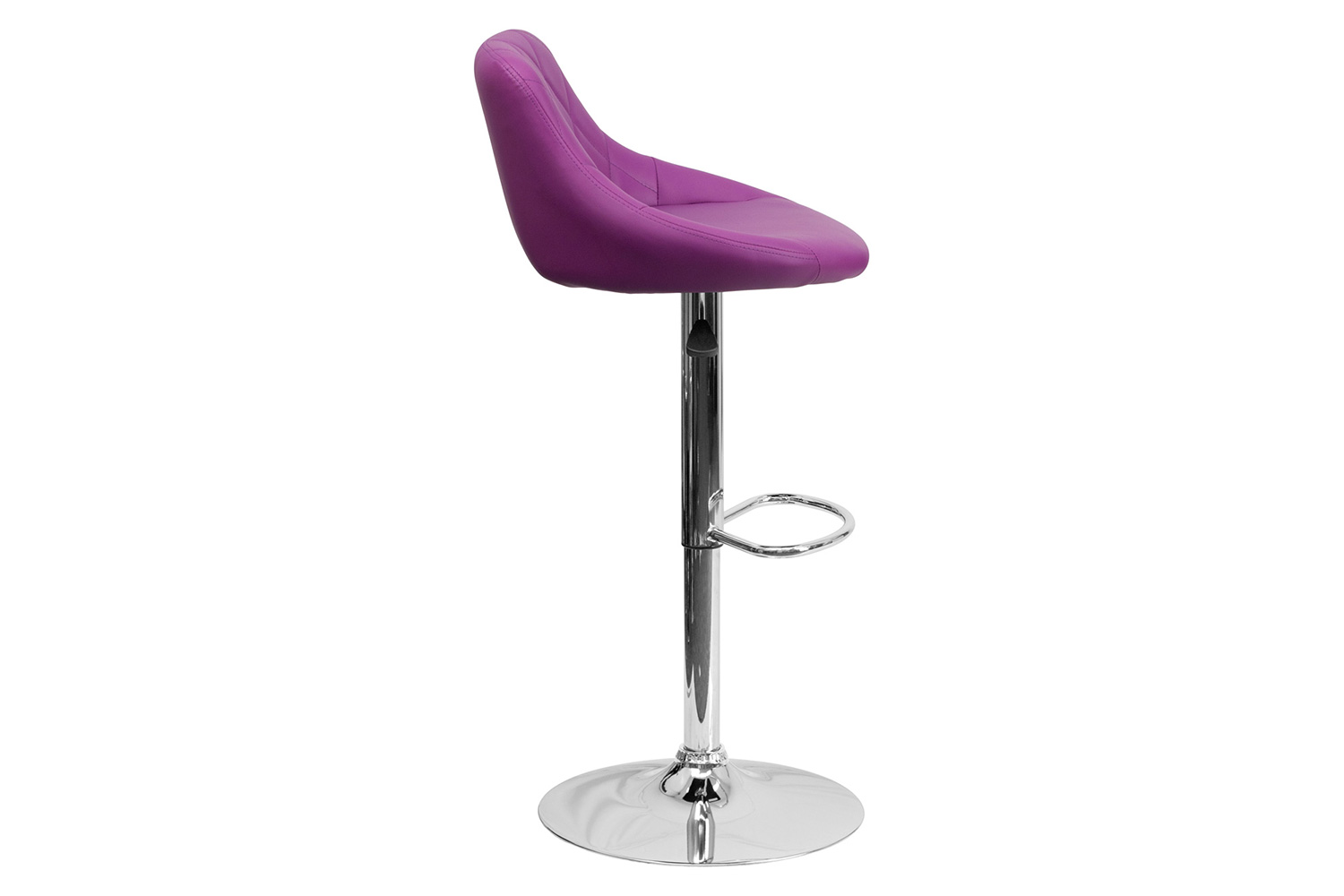 BLNK Dale Contemporary Vinyl Bucket Seat Adjustable Height Bar Stool with Diamond Pattern Back and Chrome Base - Purple