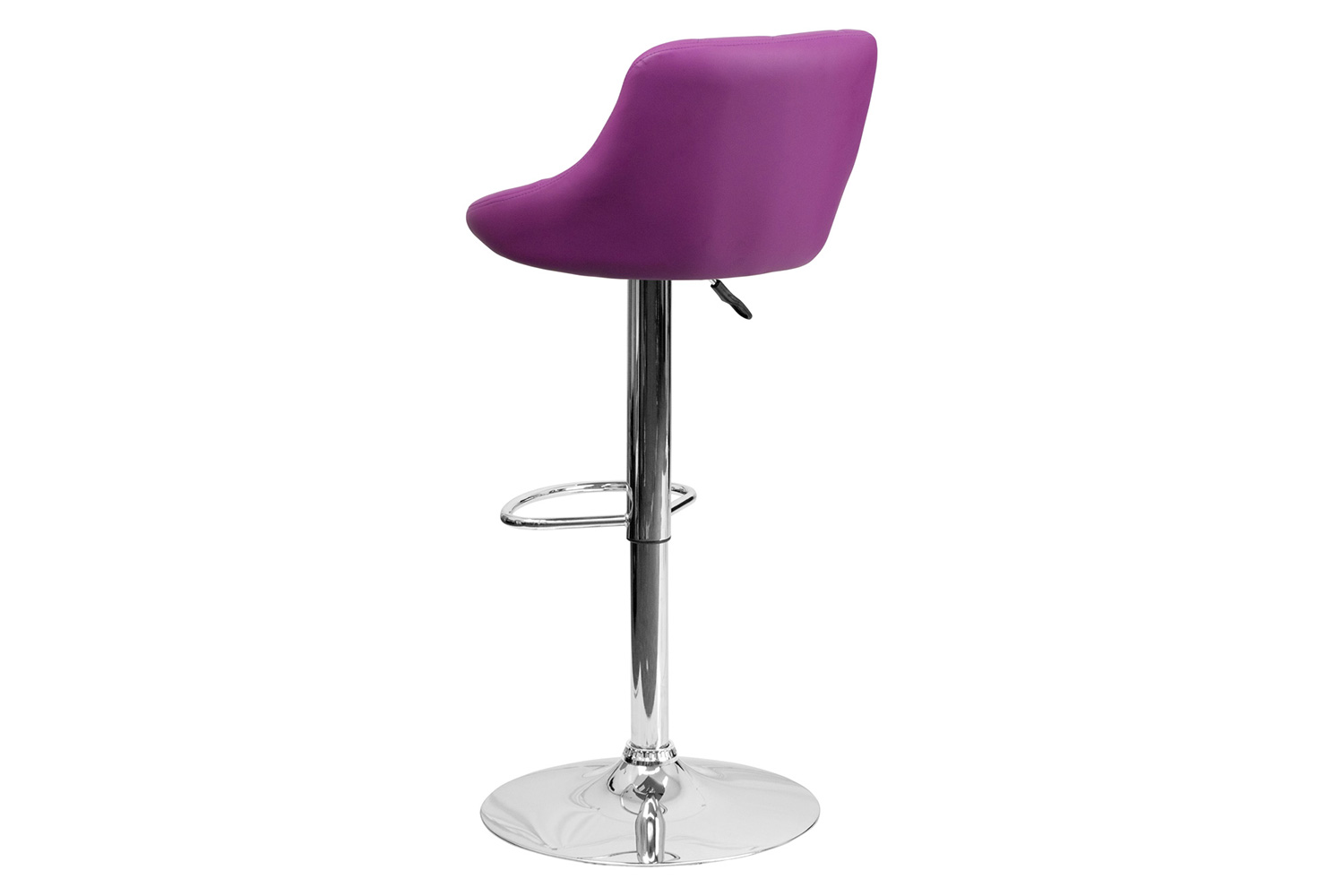 BLNK Dale Contemporary Vinyl Bucket Seat Adjustable Height Bar Stool with Diamond Pattern Back and Chrome Base - Purple