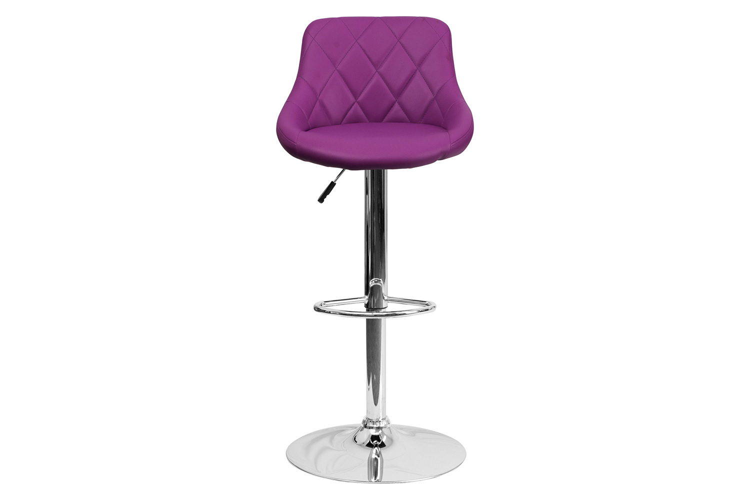 BLNK Dale Contemporary Vinyl Bucket Seat Adjustable Height Bar Stool with Diamond Pattern Back and Chrome Base - Purple