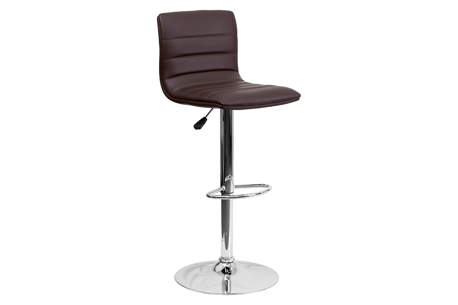 BLNK Vincent Vinyl Adjustable Swivel Bar Stool with Back, Chrome Pedestal Base and Footrest - Brown