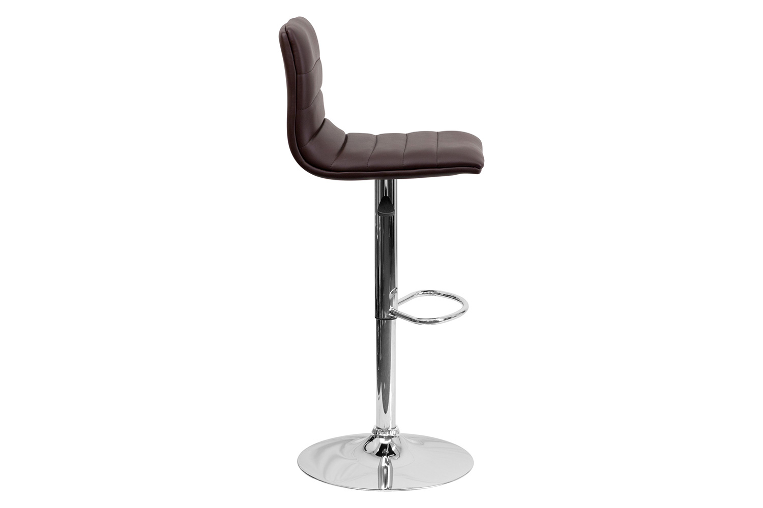 BLNK Vincent Vinyl Adjustable Swivel Bar Stool with Back, Chrome Pedestal Base and Footrest - Brown