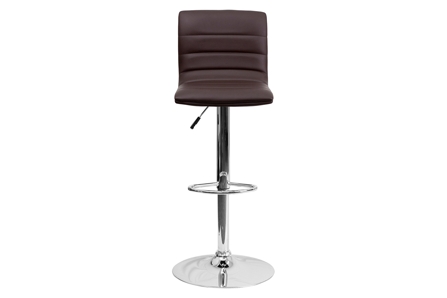 BLNK Vincent Vinyl Adjustable Swivel Bar Stool with Back, Chrome Pedestal Base and Footrest - Brown