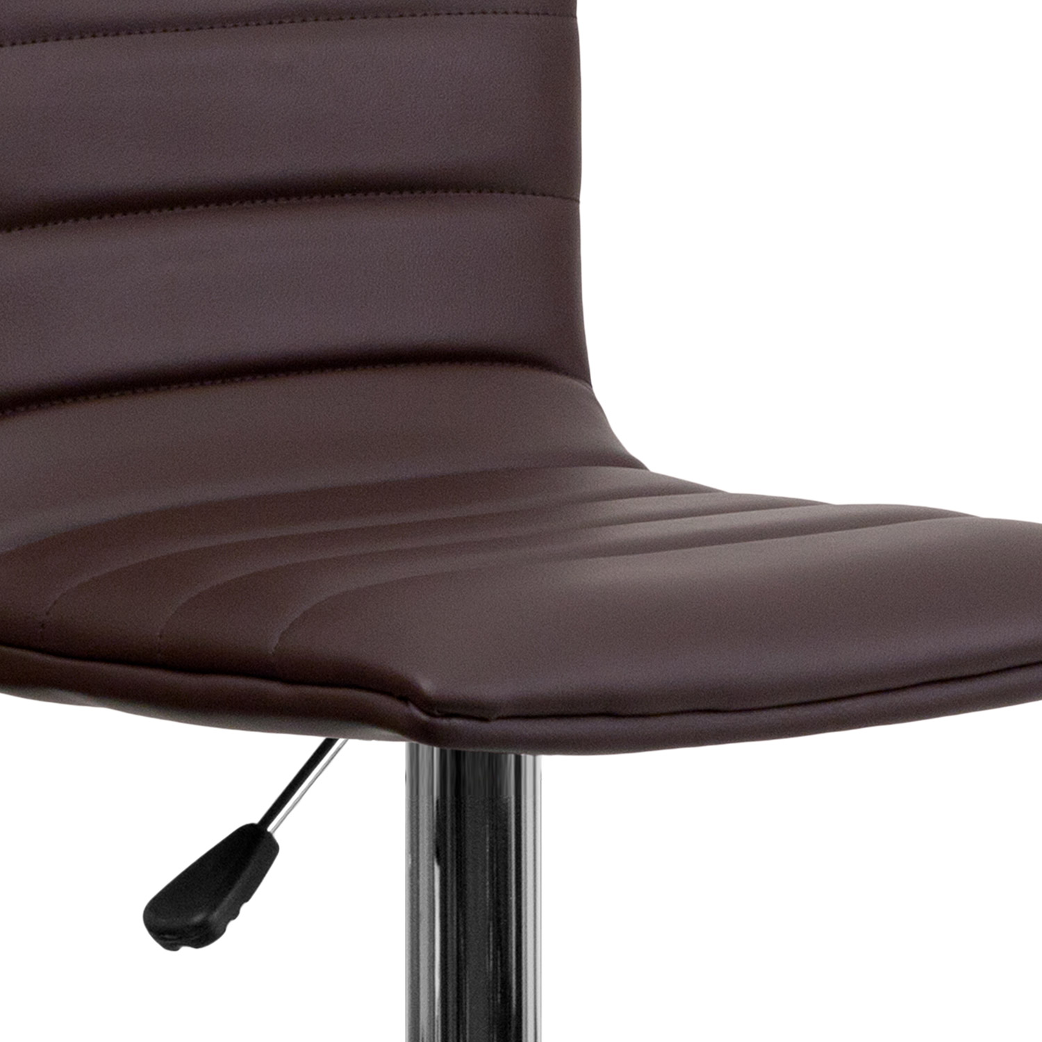 BLNK Vincent Vinyl Adjustable Swivel Bar Stool with Back, Chrome Pedestal Base and Footrest - Brown