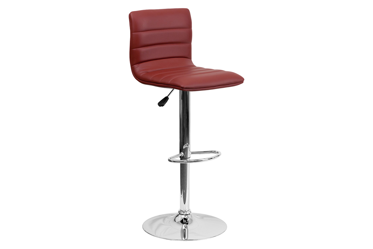 BLNK Vincent Vinyl Adjustable Swivel Bar Stool with Back, Chrome Pedestal Base and Footrest - Burgundy