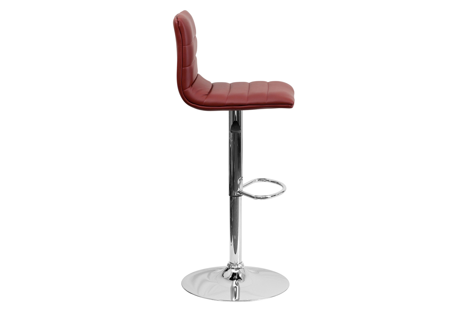 BLNK Vincent Vinyl Adjustable Swivel Bar Stool with Back, Chrome Pedestal Base and Footrest - Burgundy