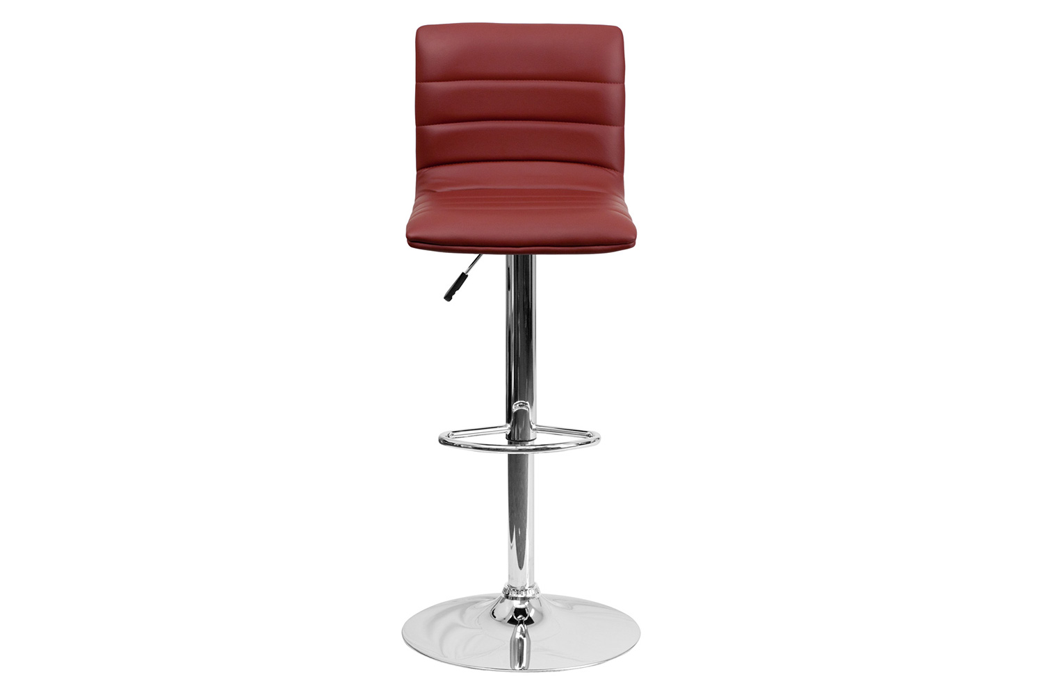 BLNK Vincent Vinyl Adjustable Swivel Bar Stool with Back, Chrome Pedestal Base and Footrest - Burgundy