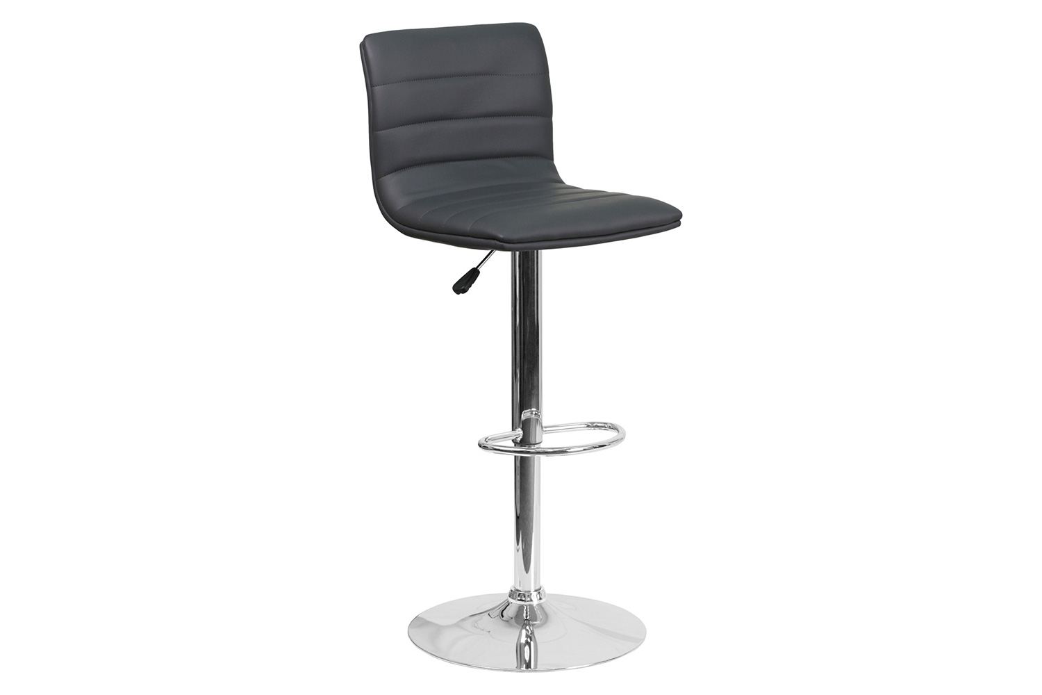 BLNK Vincent Vinyl Adjustable Swivel Bar Stool with Back, Chrome Pedestal Base and Footrest - Gray