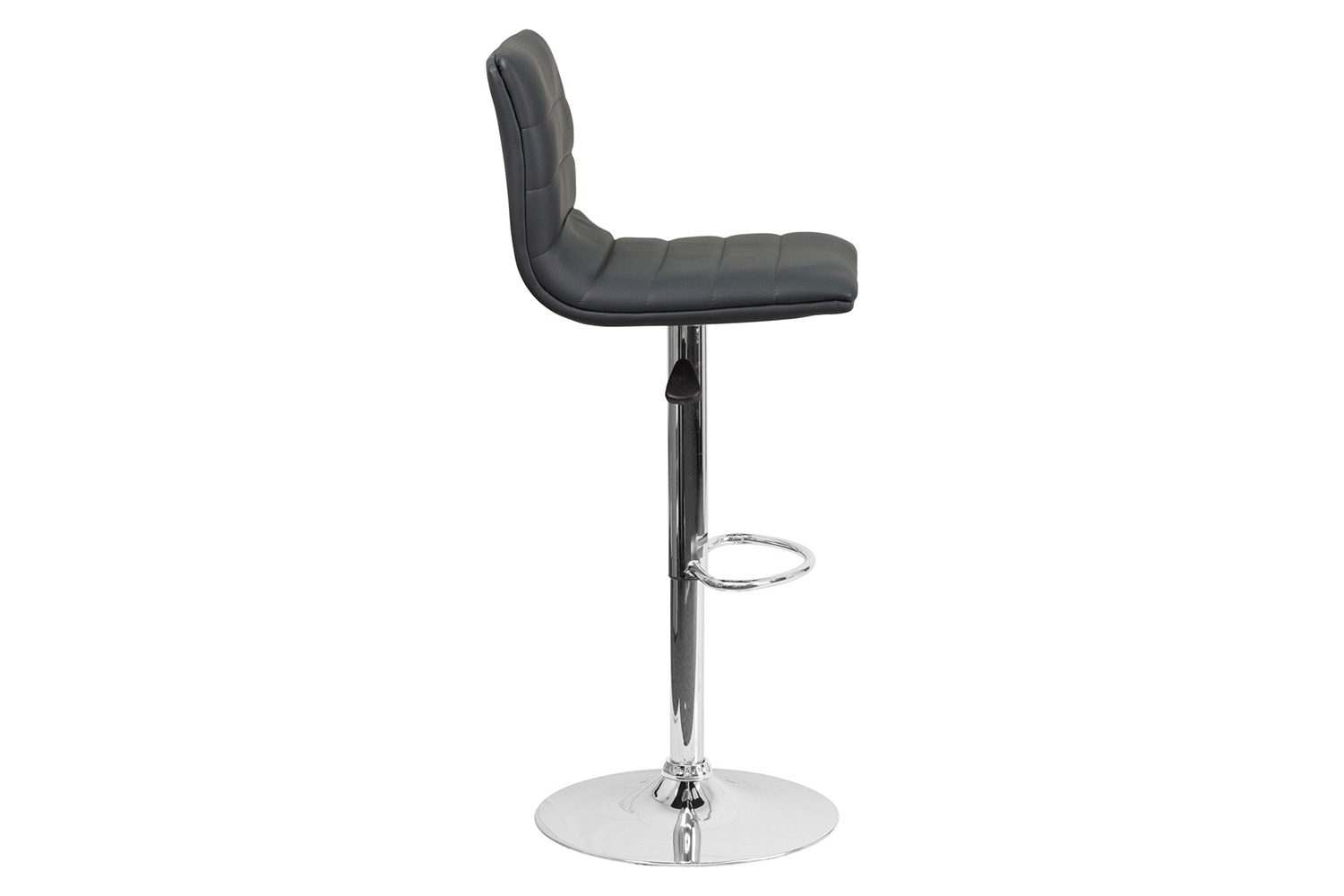 BLNK Vincent Vinyl Adjustable Swivel Bar Stool with Back, Chrome Pedestal Base and Footrest - Gray