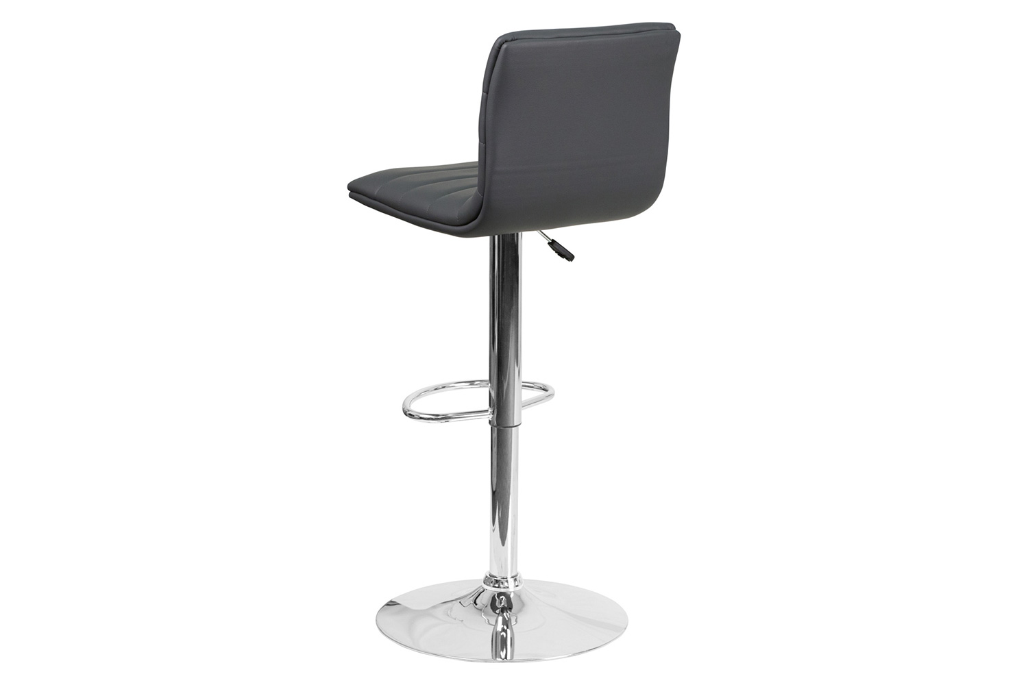BLNK Vincent Vinyl Adjustable Swivel Bar Stool with Back, Chrome Pedestal Base and Footrest - Gray