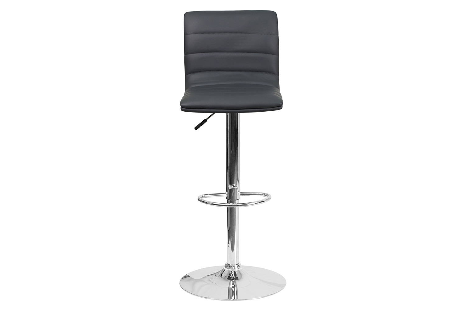 BLNK Vincent Vinyl Adjustable Swivel Bar Stool with Back, Chrome Pedestal Base and Footrest - Gray