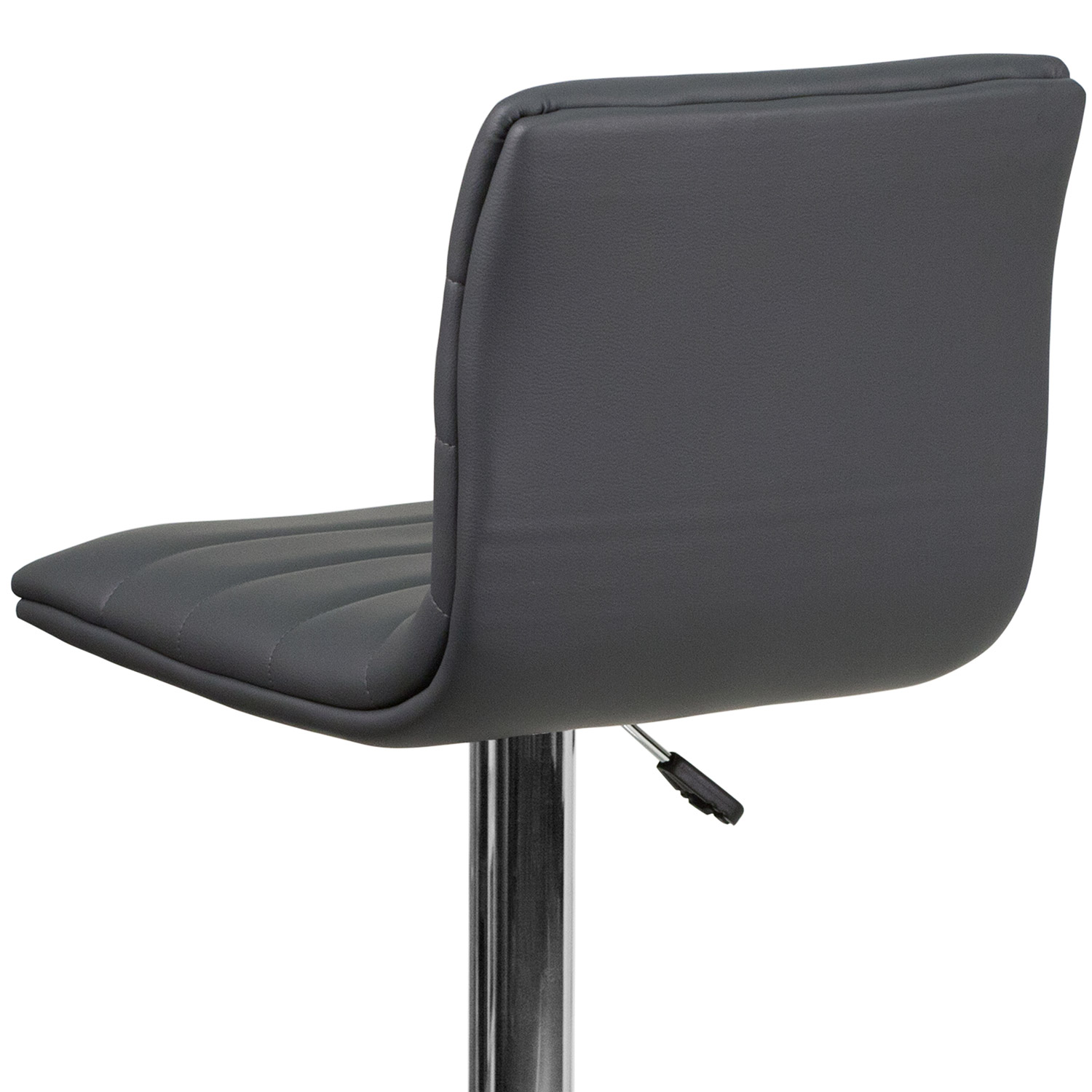 BLNK Vincent Vinyl Adjustable Swivel Bar Stool with Back, Chrome Pedestal Base and Footrest - Gray
