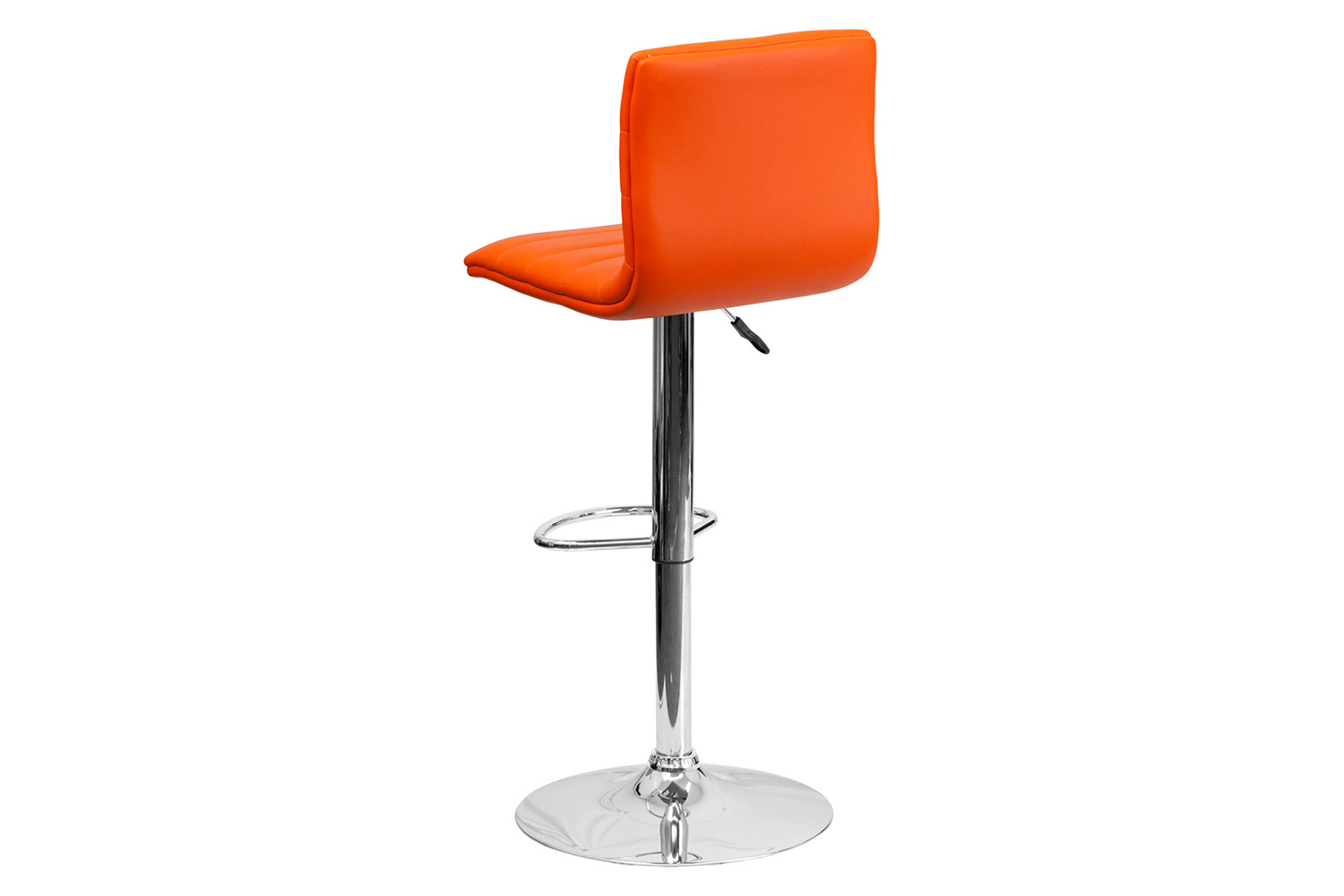 BLNK Vincent Vinyl Adjustable Swivel Bar Stool with Back, Chrome Pedestal Base and Footrest - Orange