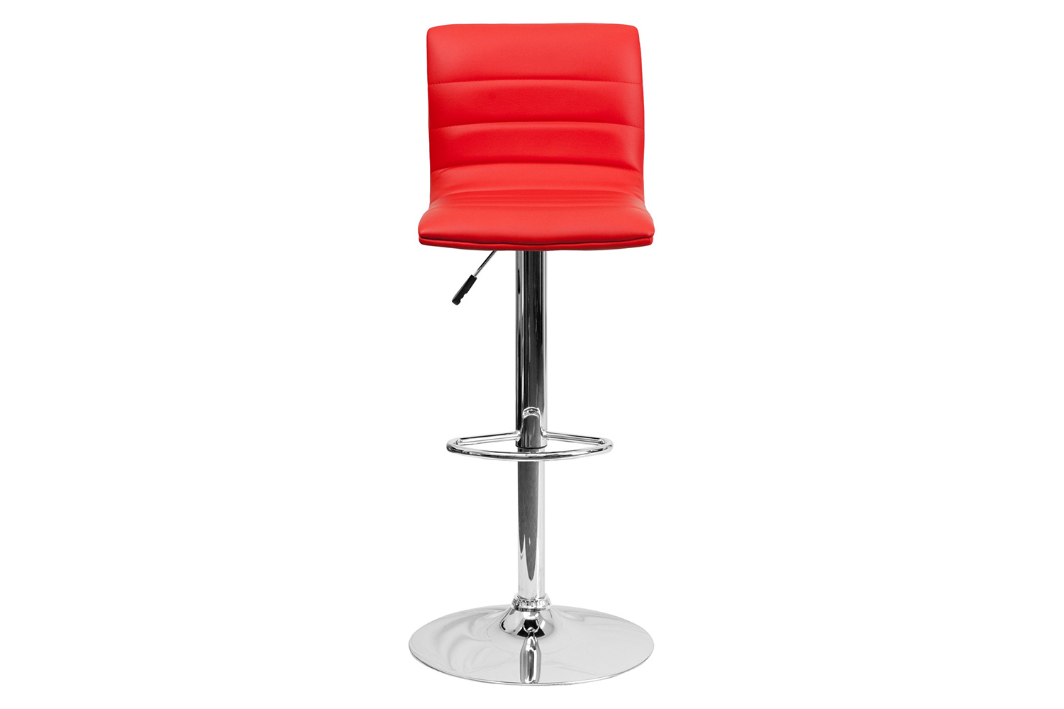 BLNK Vincent Vinyl Adjustable Swivel Bar Stool with Back, Chrome Pedestal Base and Footrest - Red