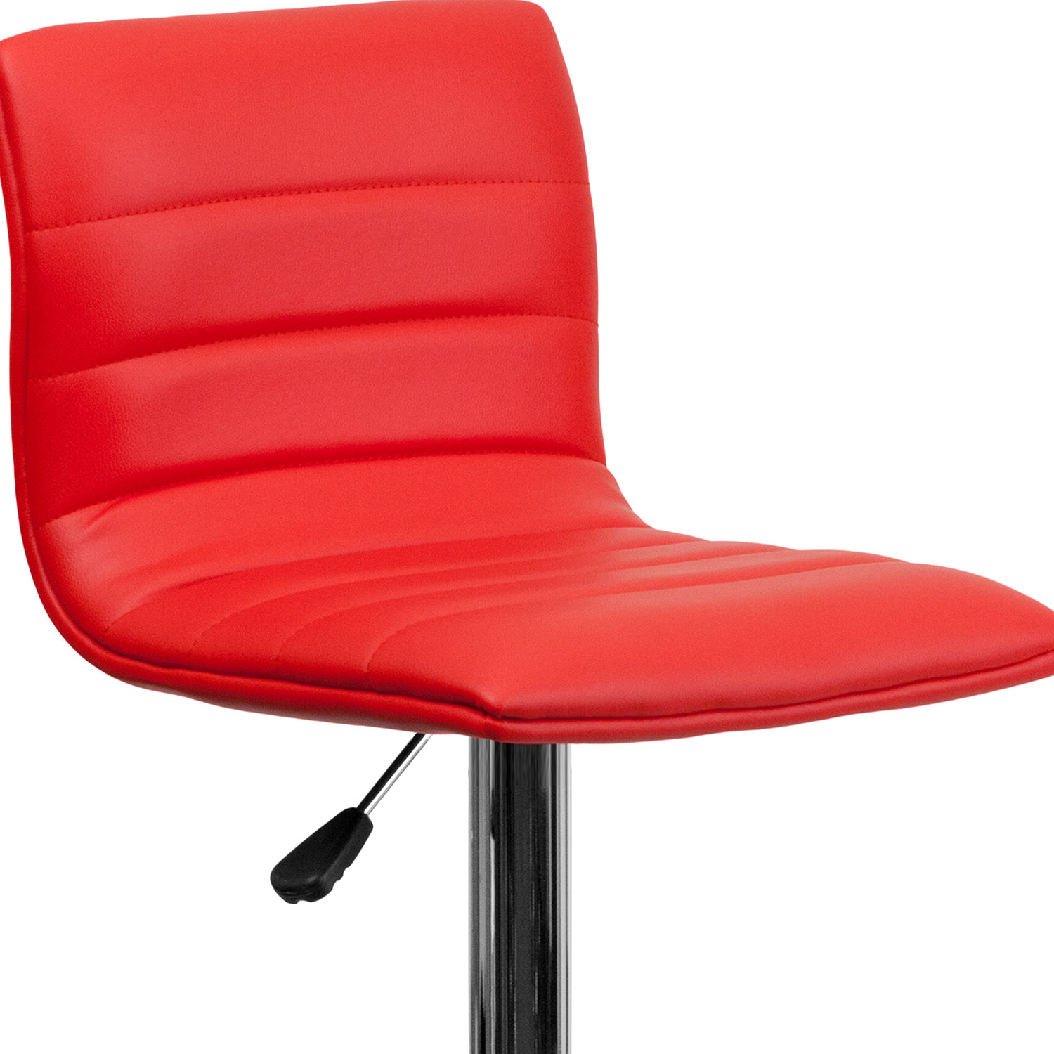 BLNK Vincent Vinyl Adjustable Swivel Bar Stool with Back, Chrome Pedestal Base and Footrest - Red