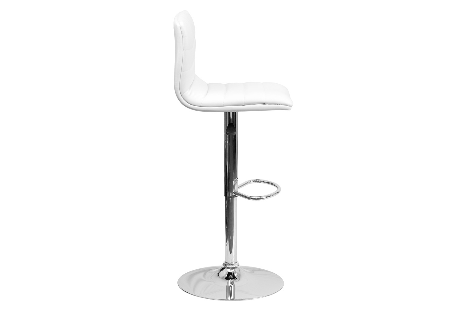 BLNK Vincent Vinyl Adjustable Swivel Bar Stool with Back, Chrome Pedestal Base and Footrest - White