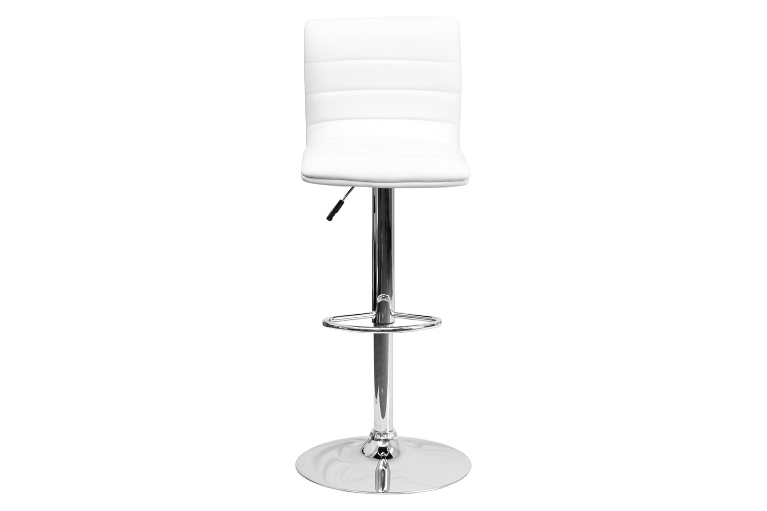 BLNK Vincent Vinyl Adjustable Swivel Bar Stool with Back, Chrome Pedestal Base and Footrest - White